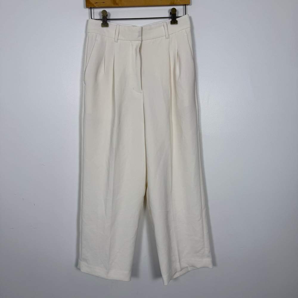 Aritzia Wilfred Effortless Pant 25” inseam Ivory Wide Leg Trouser Size 6 NWOT - Picture 2 of 9